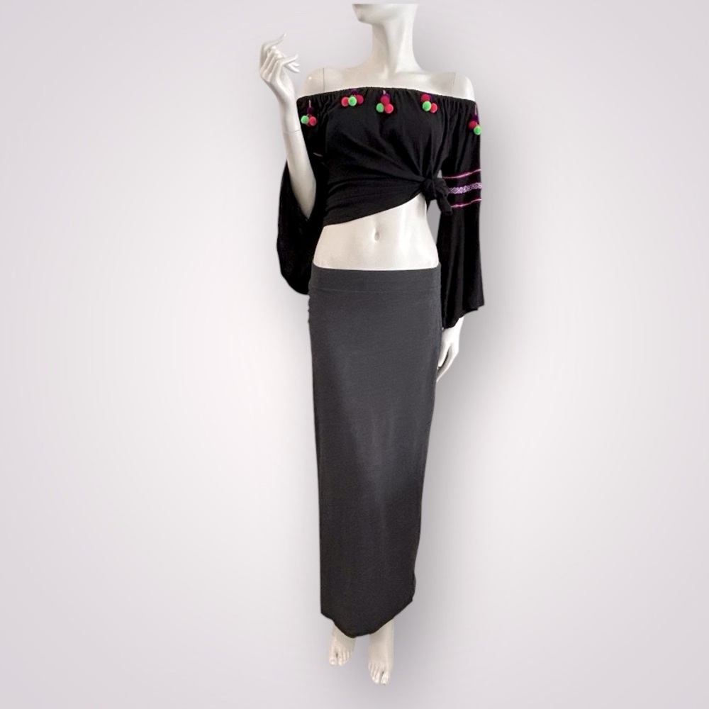 Free People Beach Jersey Knit Pull-On Side Slit Maxi Skirt